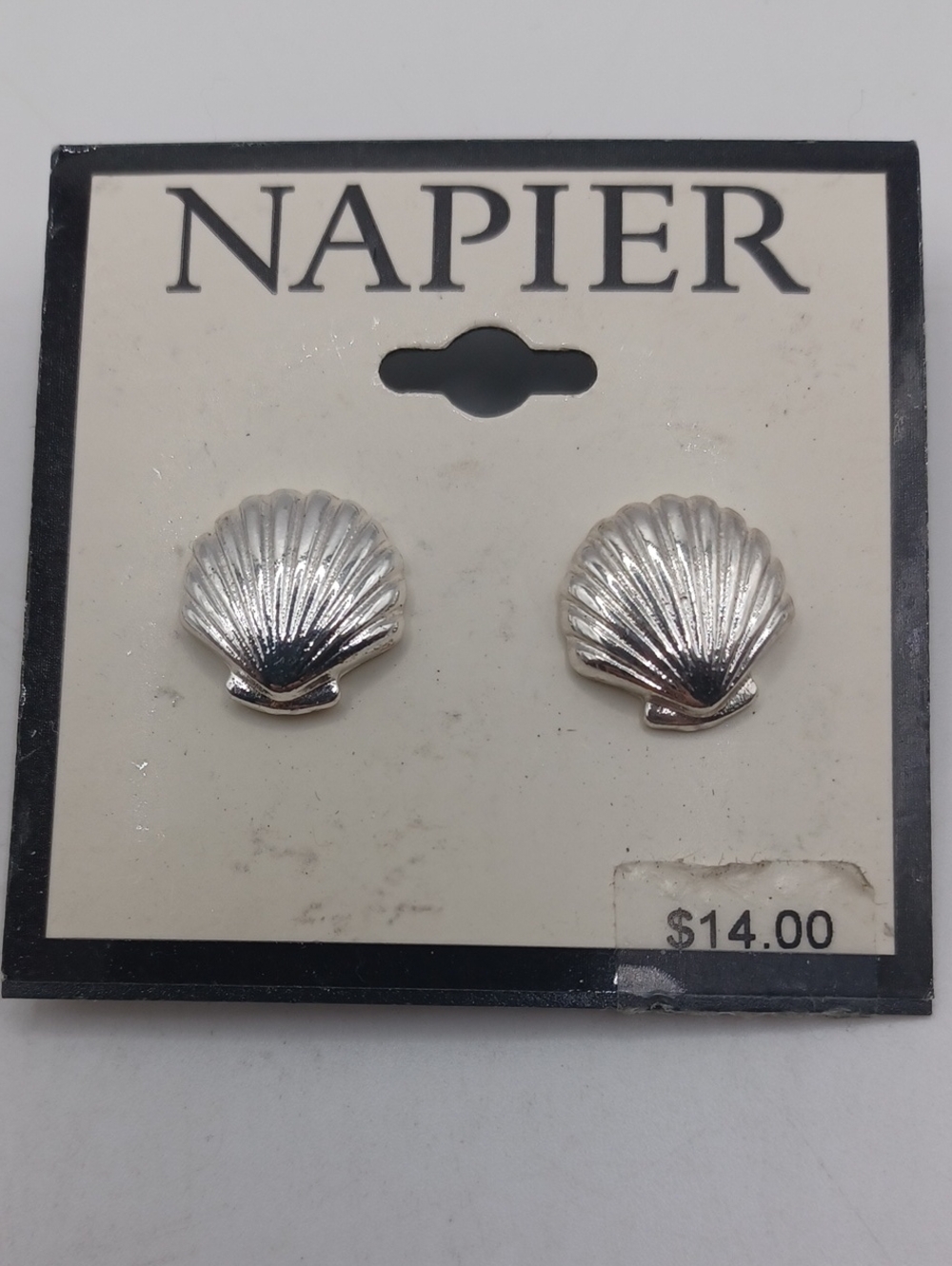 Napier Silver Shell Stud Earrings